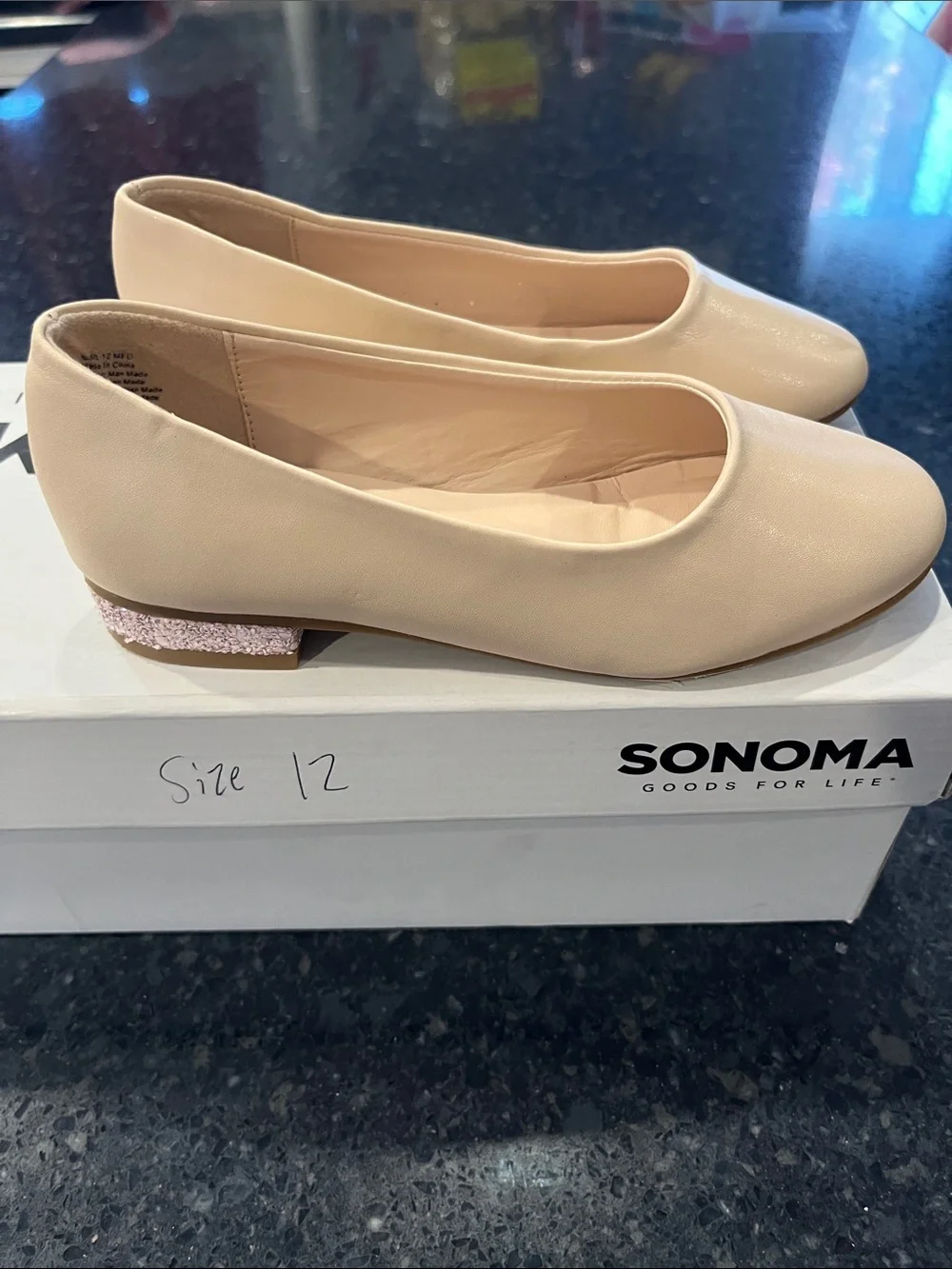 Sonoma Nude/Tan Girls' Ballet Flats - Slip-On Dress Shoes